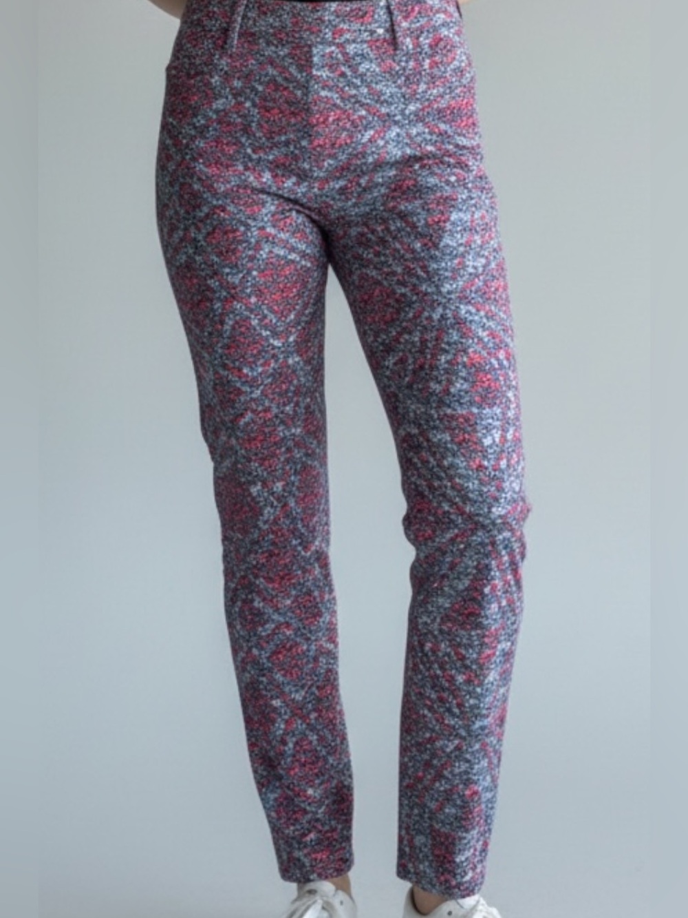 CAbi size 10 Women's Cotton Spandex Multicolored Zippered Pocketed Pants